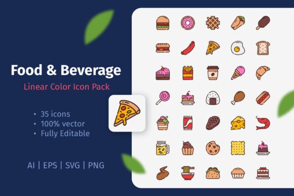 Food and Beverage Linear Color Icon Pack: A Versatile Tool for Visual Communication