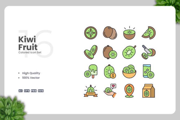 Kiwi Fruit Colored Icons: A Vibrant Addition to Your Design Toolkit