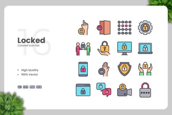 Locked Colored Icons for Simple Design