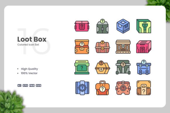 Loot Box Colored Icons: A Versatile Design Solution for Digital and Print Media