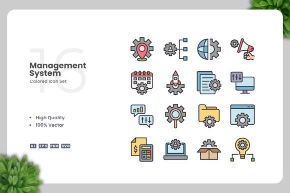 Management System Colored Icons
