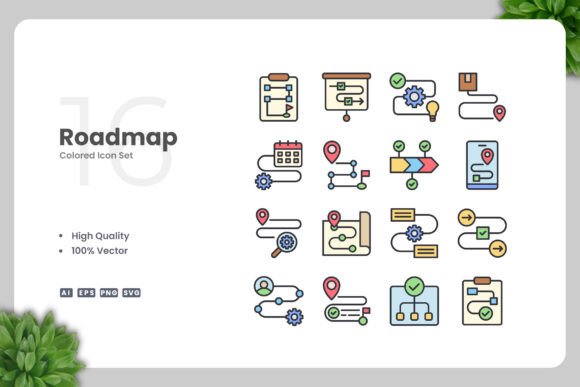 Mastering Visual Communication with Roadmap Colored Icons
