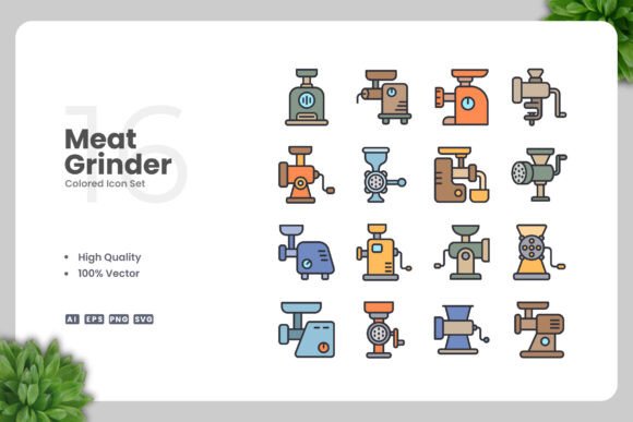 Meat Grinder Colored Icons