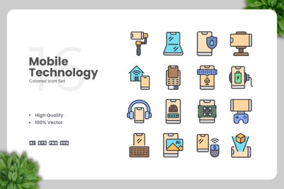 Mobile Technology Colored Icons for Modern Design Needs