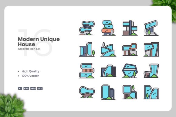Modern Unique House Colored Icons: A Versatile Design Solution for Every Project