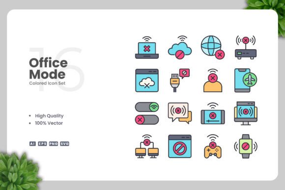 Offline Mode Colored Icons for Modern Design Needs