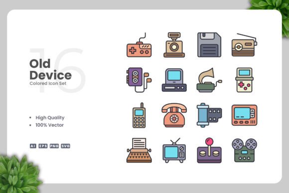 Old Device Colored Icons for Modern Design