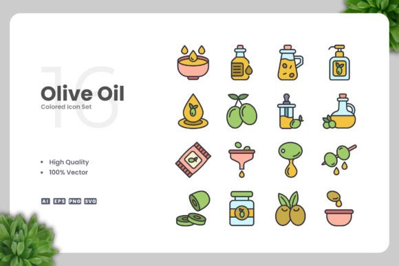 Olive Oil Colored Icons for Modern Design
