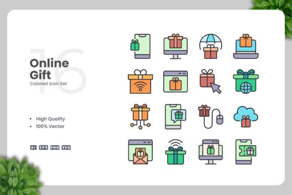 Online Gift Colored Icons