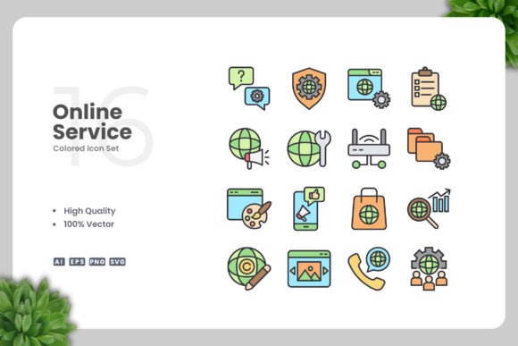 Online Service Colored Icons for Streamlined Design Workflows