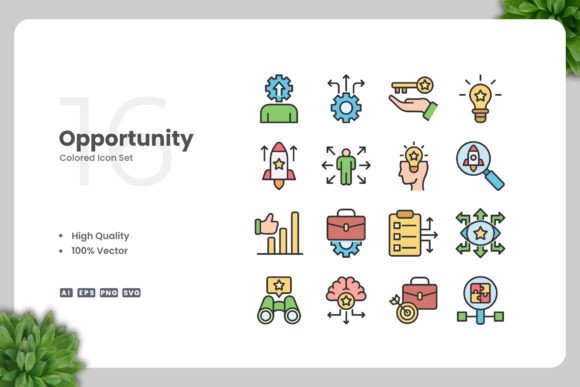 Opportunity Colored Icons for Creative Projects