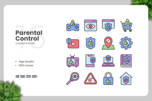 Parental Control Colored Icons: A Versatile Design Solution for Digital and Print Media