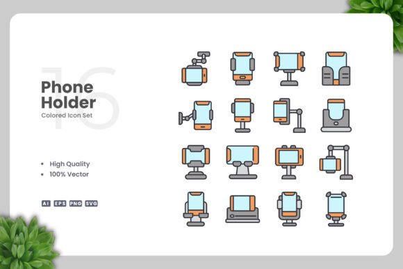 Phone Holder Colored Icons for Every Project