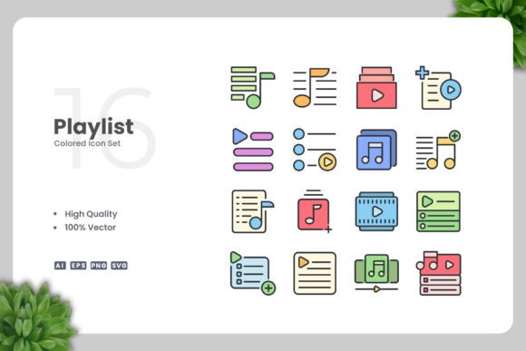 Playlist Colored Icons: A Versatile Design Solution for Modern Projects
