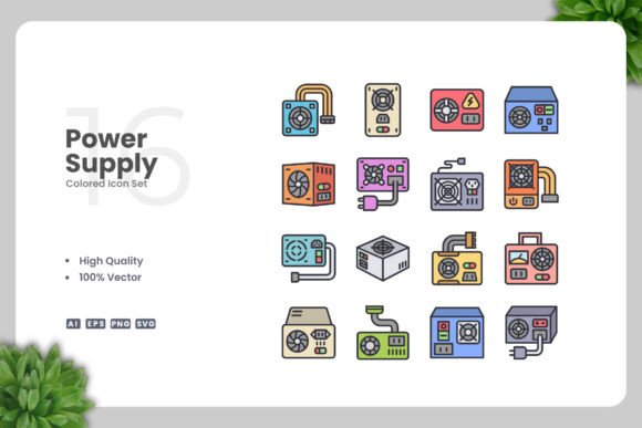 Power Supply Colored Icons for Professional Design Projects