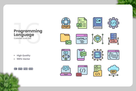 Programming Language Colored Icons