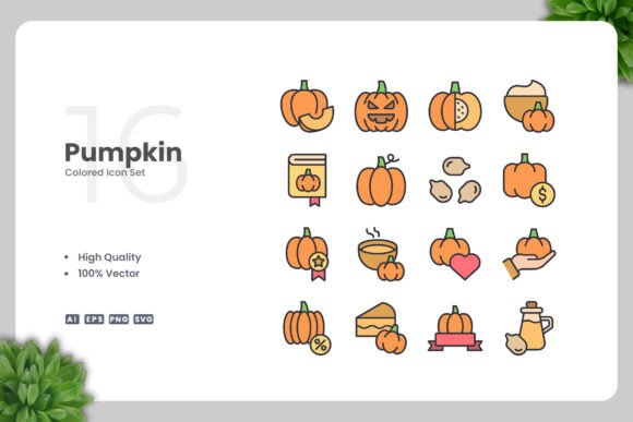 Pumpkin Colored Icons for Creative Projects