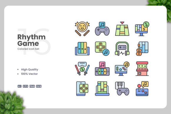 Rhythm Game Colored Icons