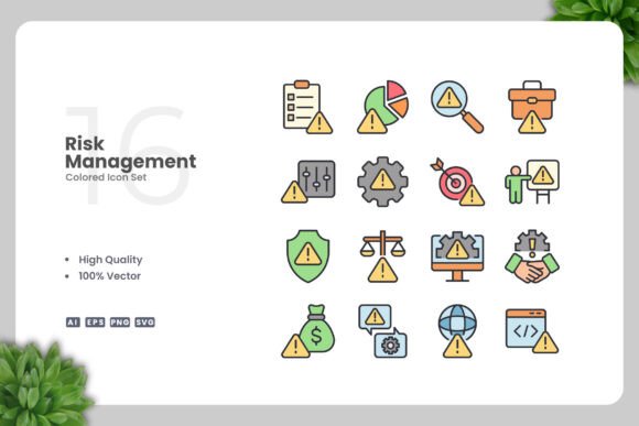 Risk Management Colored Icons for Every Need