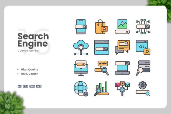 Search Engine Colored Icons for Creative Projects