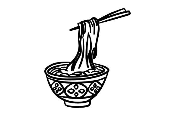 Simple Line Art of a Noodle Bowl: A Minimalist Design for Creative Projects